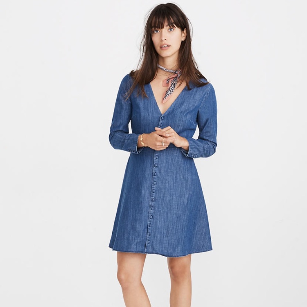 MADEWELL Denim Lilyblossom Button-Front Dress